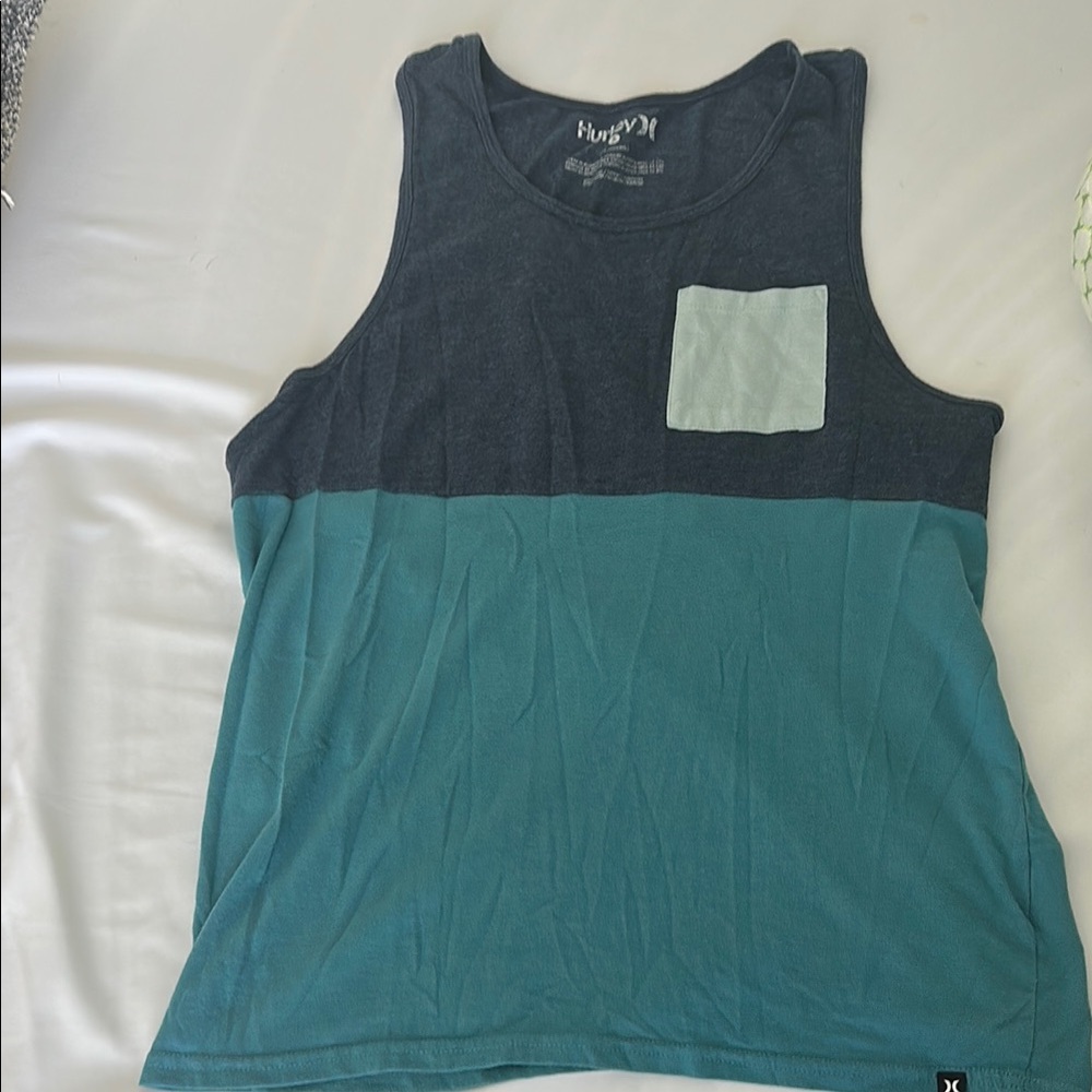 Hurley Dark Blue and Teal Tank Top with Pocket